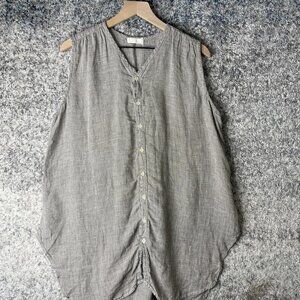 CP Shades Shirt‎ Womens Medium Linen Sleeveless Button Tunic Made in USA Check
